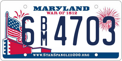 MD license plate 6BM4703