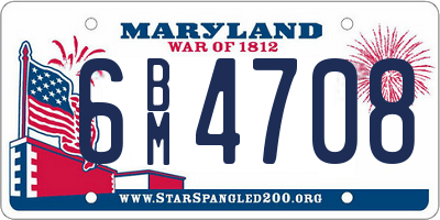 MD license plate 6BM4708
