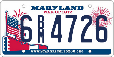 MD license plate 6BM4726