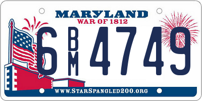 MD license plate 6BM4749