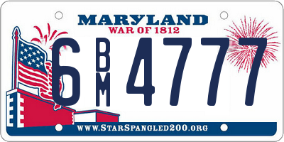 MD license plate 6BM4777