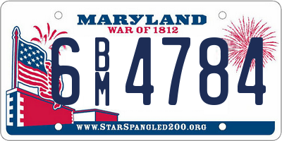 MD license plate 6BM4784
