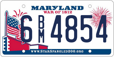 MD license plate 6BM4854