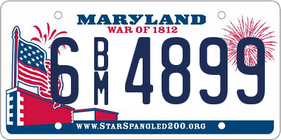 MD license plate 6BM4899