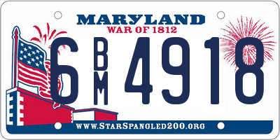 MD license plate 6BM4918