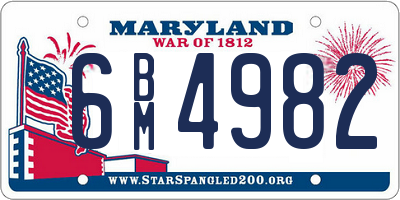 MD license plate 6BM4982