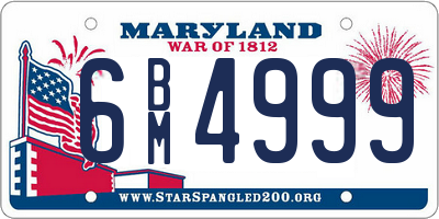 MD license plate 6BM4999