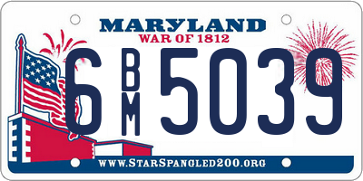 MD license plate 6BM5039