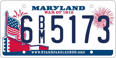 MD license plate 6BM5173