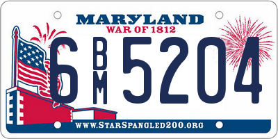 MD license plate 6BM5204