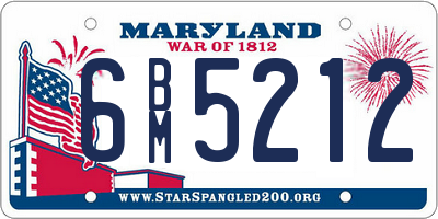 MD license plate 6BM5212