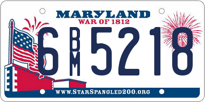 MD license plate 6BM5218