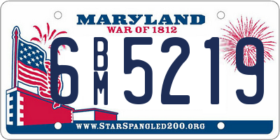MD license plate 6BM5219