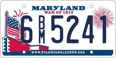 MD license plate 6BM5241