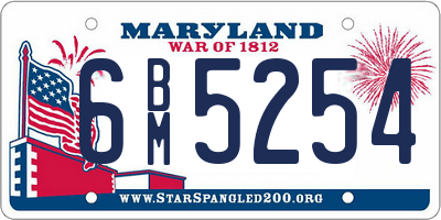 MD license plate 6BM5254