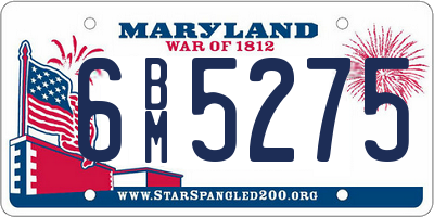 MD license plate 6BM5275