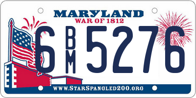MD license plate 6BM5276