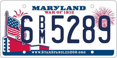 MD license plate 6BM5289