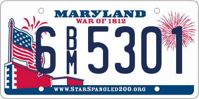 MD license plate 6BM5301