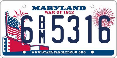 MD license plate 6BM5316