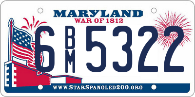 MD license plate 6BM5322