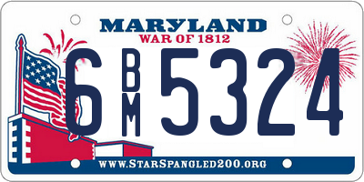 MD license plate 6BM5324