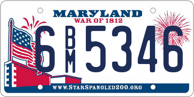 MD license plate 6BM5346