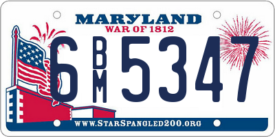 MD license plate 6BM5347