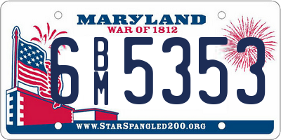 MD license plate 6BM5353