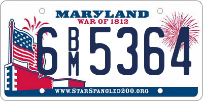 MD license plate 6BM5364