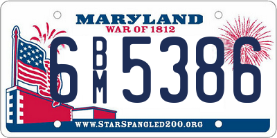 MD license plate 6BM5386