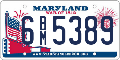 MD license plate 6BM5389
