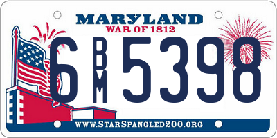 MD license plate 6BM5398