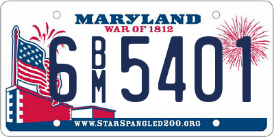 MD license plate 6BM5401