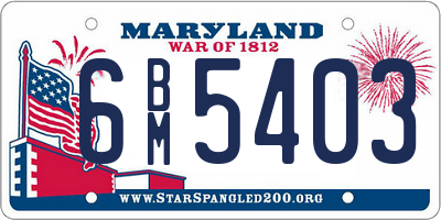 MD license plate 6BM5403