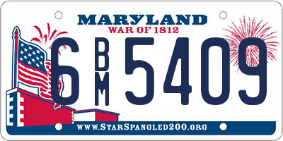 MD license plate 6BM5409