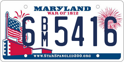 MD license plate 6BM5416