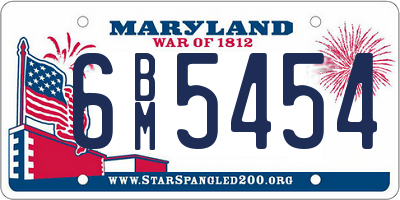 MD license plate 6BM5454