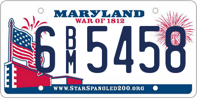 MD license plate 6BM5458