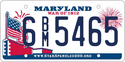 MD license plate 6BM5465
