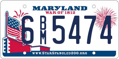 MD license plate 6BM5474