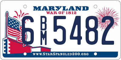 MD license plate 6BM5482