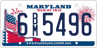 MD license plate 6BM5496