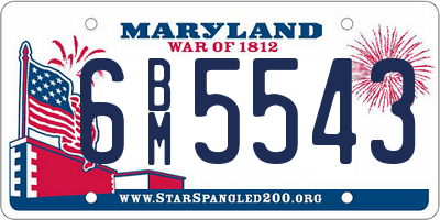 MD license plate 6BM5543