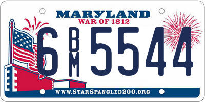 MD license plate 6BM5544