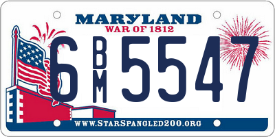 MD license plate 6BM5547