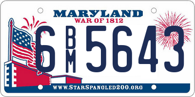 MD license plate 6BM5643