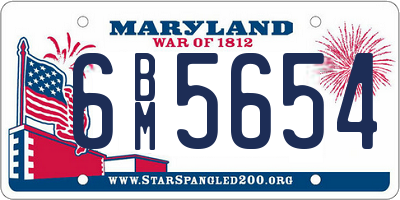 MD license plate 6BM5654