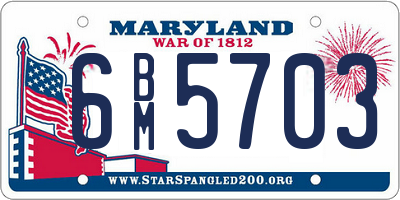 MD license plate 6BM5703