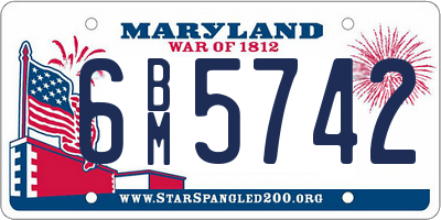 MD license plate 6BM5742